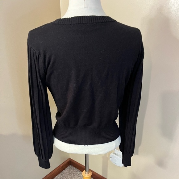 LOFT Black Pleated Sleeves Sweater Sz M - Picture 3 of 5